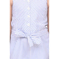 Generic Girl's Polyester Cotton Blend Striped Sleeveless Jumpsuit (Light Blue)