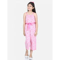 Generic Girl's Rayon Flamingo Print Sleeveless Jumpsuit (Pink)