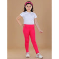 Generic Girl's Cotton Lycra Solid Elasticated Leggings (Dark Pink)