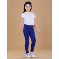 Generic Girl's Cotton Lycra Solid Elasticated Leggings (Blue)