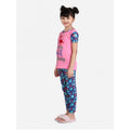Generic Girl's Cotton Hosiery Printed Night Suit Set (Pink-Blue)