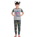 Generic Girl's Cotton Hosiery Printed Night Suit Set (Grey-Green)