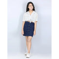 Generic Girl's Denim Solid Buttoned Skirt (Navy Blue)