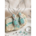 Generic Women's Brass Silver Plated Drop Earrings (Turquoise)