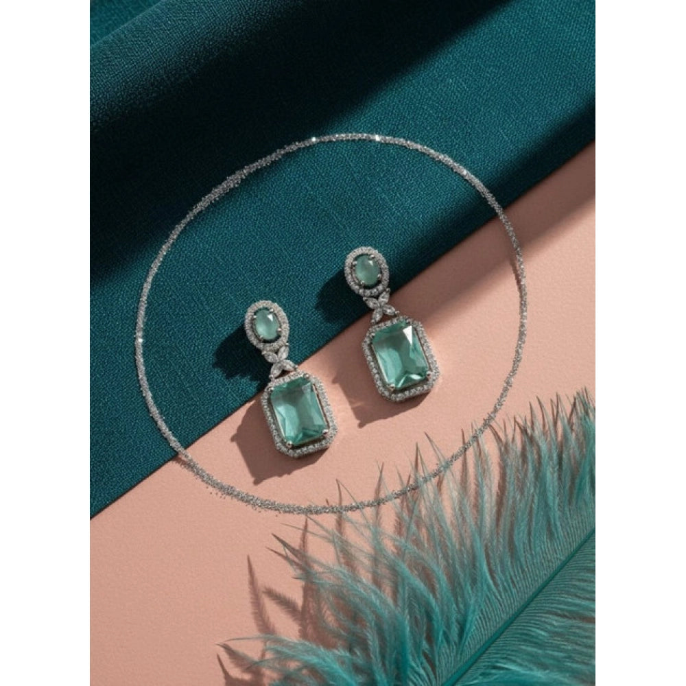 Generic Women's Brass Silver Plated Drop Earrings (Turquoise)