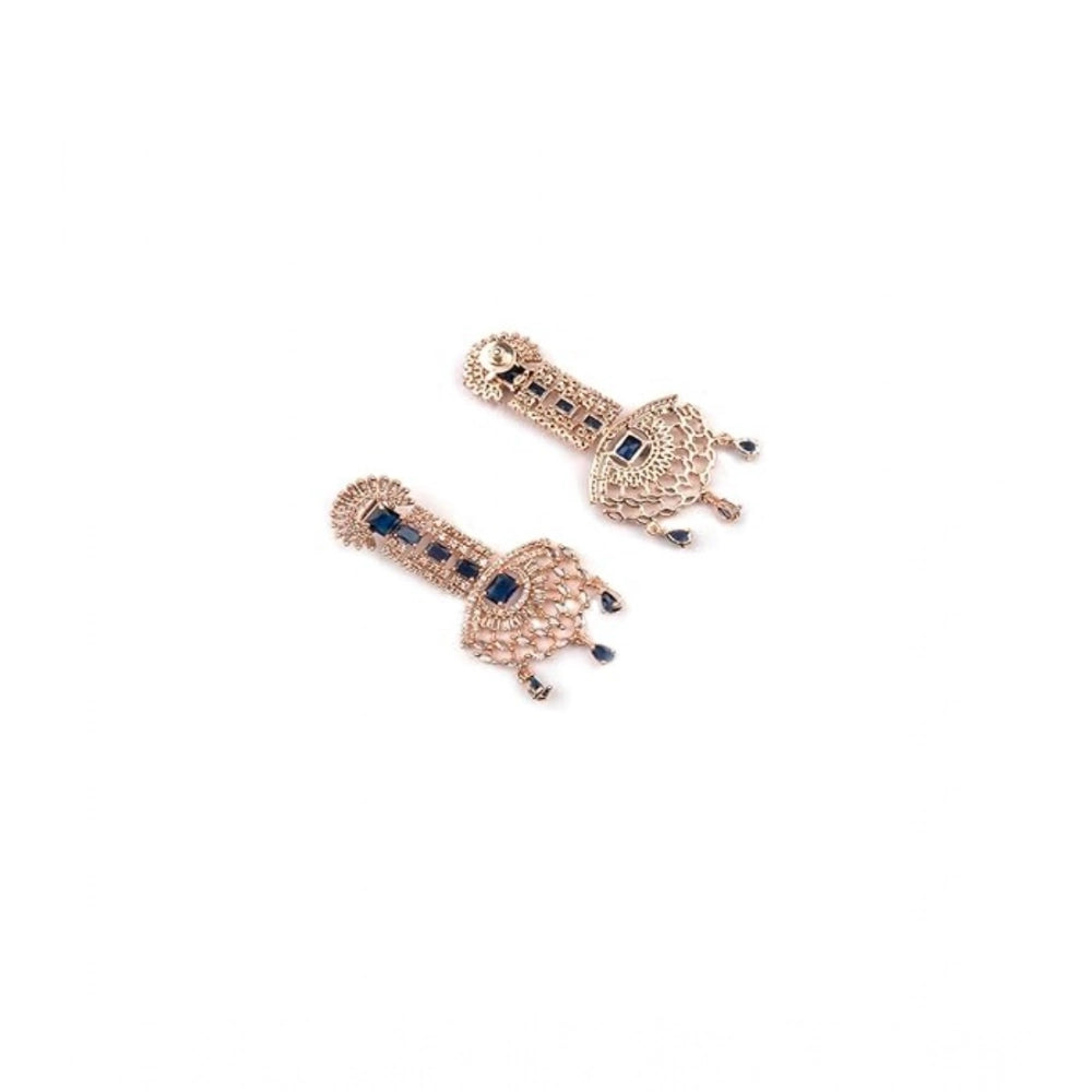 Generic Women's Brass Silver Plated Drop Earrings (Blue)