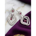 Generic Women's Brass Silver Plated Drop Earrings (Red)