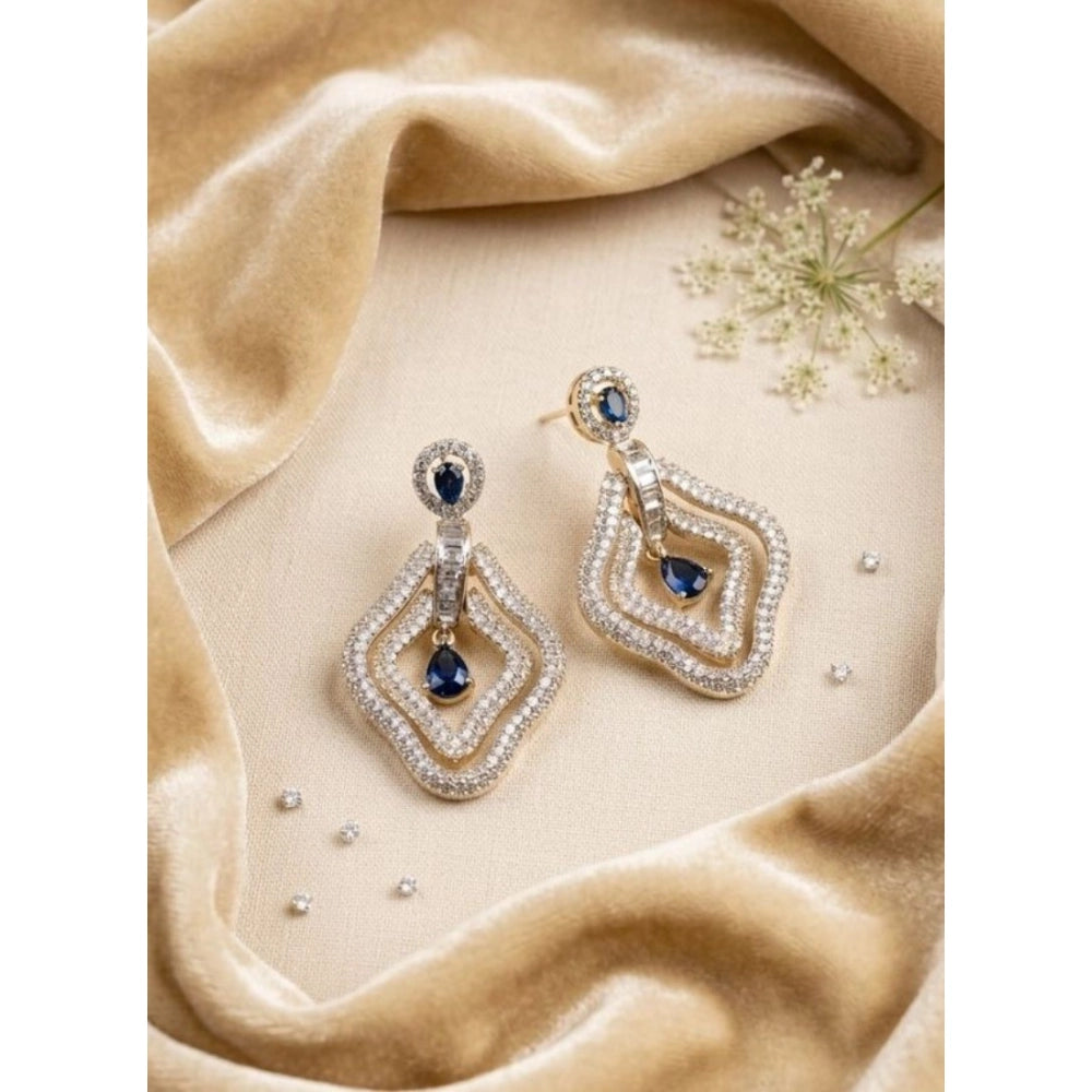 Generic Women's Brass Silver Plated Drop Earrings (Blue)