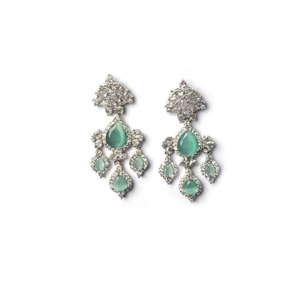Generic Women's Brass Silver Plated Drop Earrings (Turquoise)
