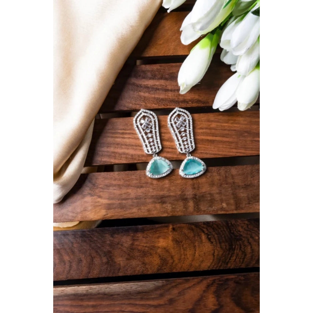 Generic Women's Brass Silver Plated Drop Earrings (Turquoise)