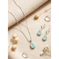 Generic Women's Brass Silver Plated Pendant Set (Turquoise)