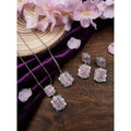 Generic Women's Brass Silver Plated Pendant Set (Pink)