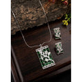 Generic Women's Brass Silver Plated Pendant Set (Green)