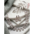 Generic Women's Brass Silver Plated Necklace set (White)
