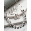 Generic Women's Brass Silver Plated Necklace set (Green)