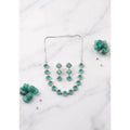 Generic Women's Brass Silver Plated Necklace set (Green)