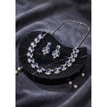 Generic Women's Brass Silver Plated Necklace set (Blue)