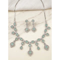Generic Women's Brass Silver Plated Necklace set (Turquoise)