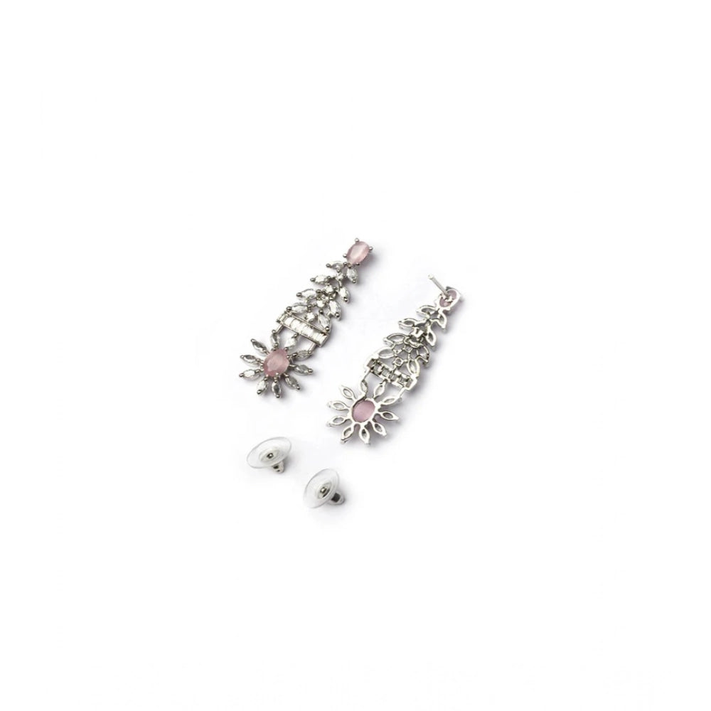 Generic Women's Brass Silver Plated Necklace set (Pink)