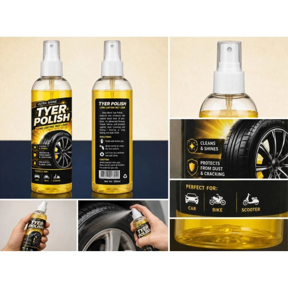 Generic Pack of 2 Deep Black Tyer Polish Liquid Spray Bottle 100 ML