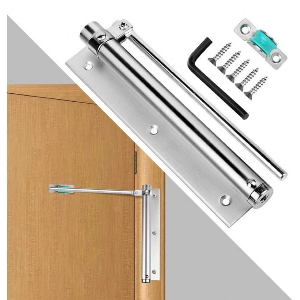Generic Pack of 2 Automatic Door Closer Hinge Lock (Silver)