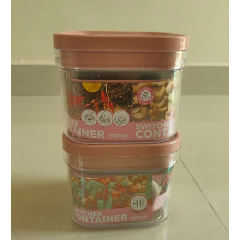Generic Pack of 2 Switchers Airtight Storage Container Set 500 ML (Pink)