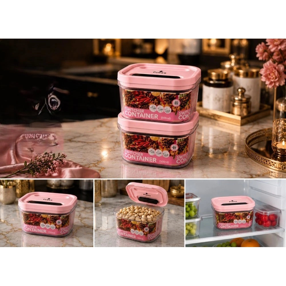 Generic Pack of 2 Switchers Airtight Storage Container Set 500 ML (Pink)