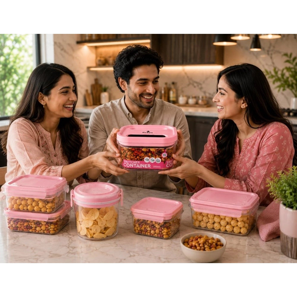 Generic Pack of 2 Switchers Airtight Storage Container Set 500 ML (Pink)