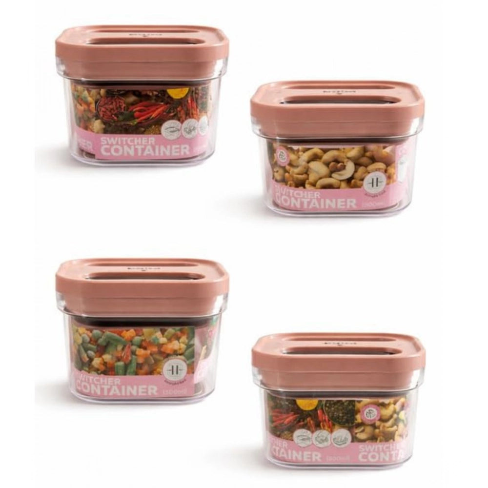 Generic Pack of 4 Switchers Airtight Storage Container Set 500 ML (Pink)