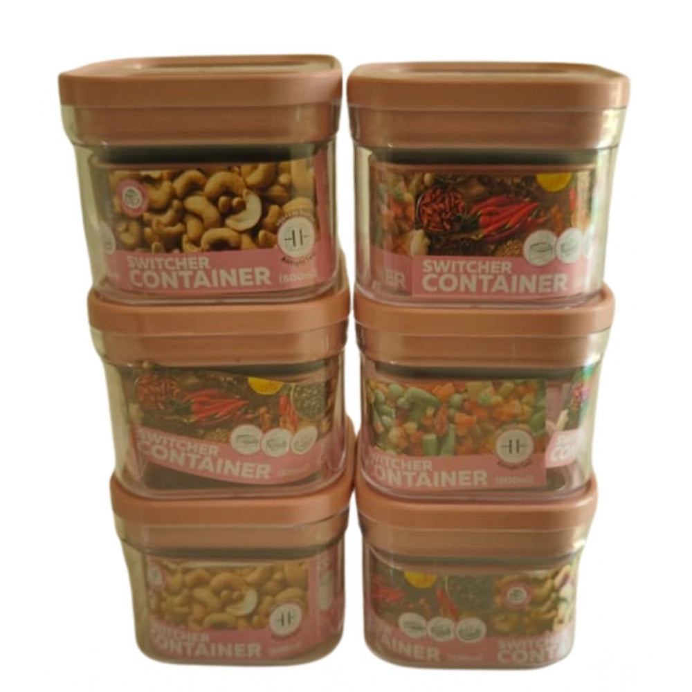 Generic Pack of 6 Switchers Airtight Storage Container Set 500 ML (Pink)