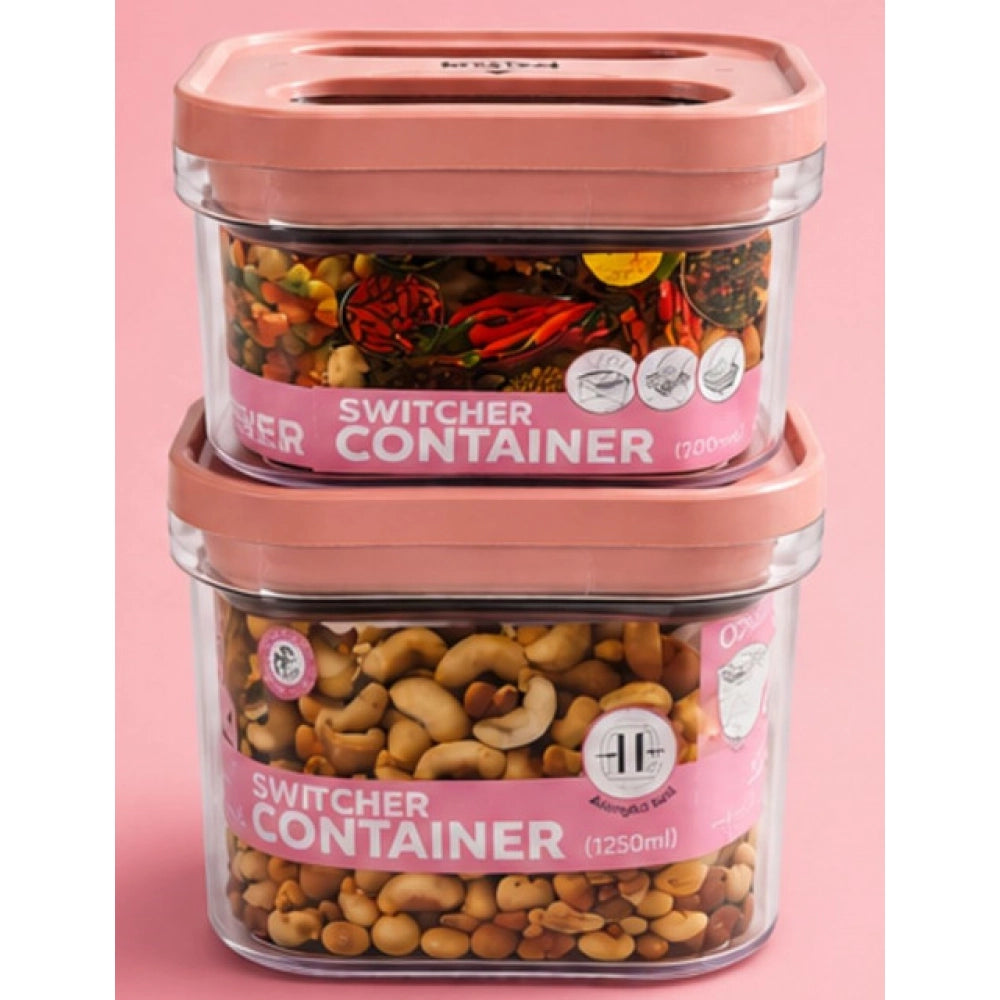 Generic Pack of 2 Switchers Airtight Storage Container Set 1250 ML (Pink)