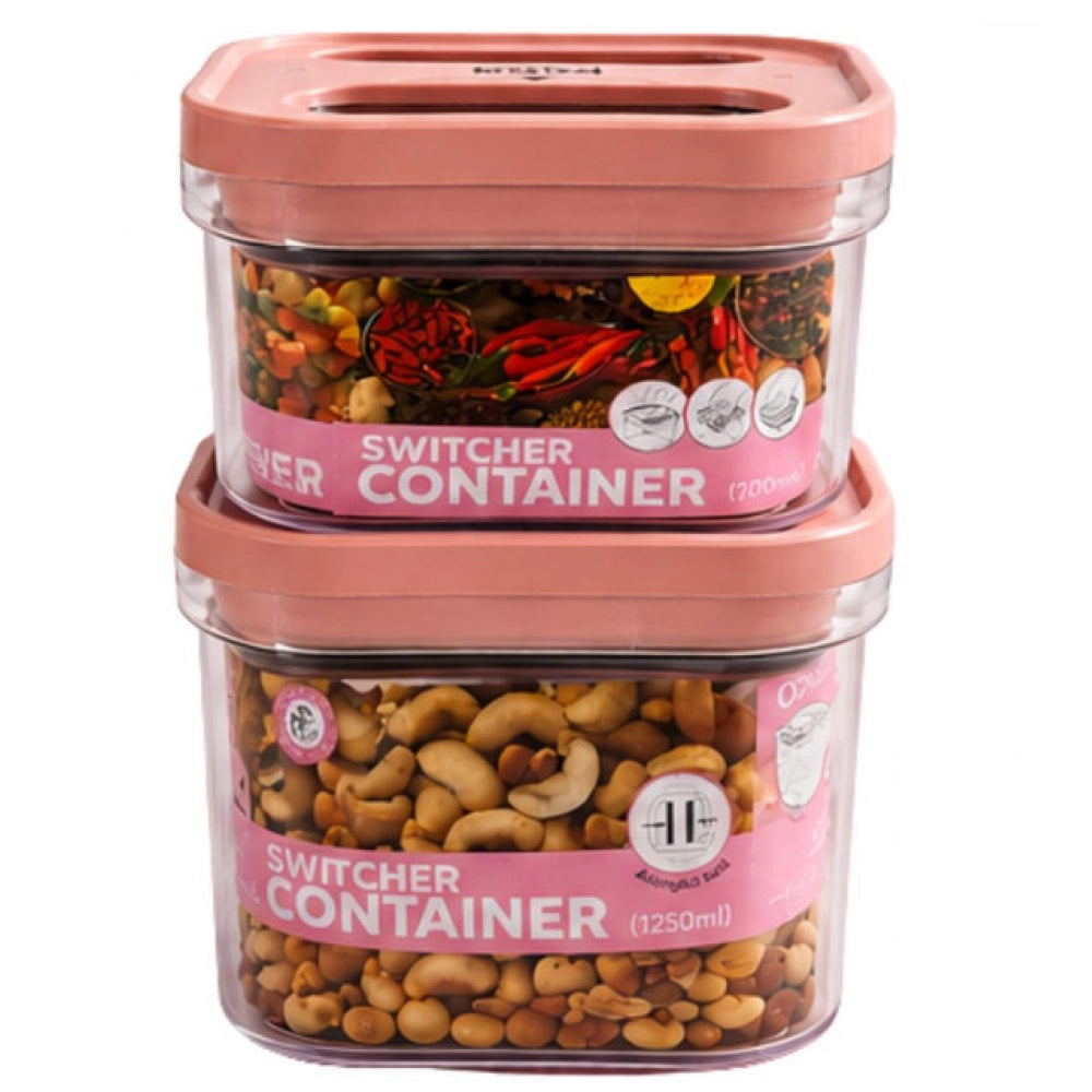 Generic Pack of 2 Switchers Airtight Storage Container Set 1250 ML (Pink)