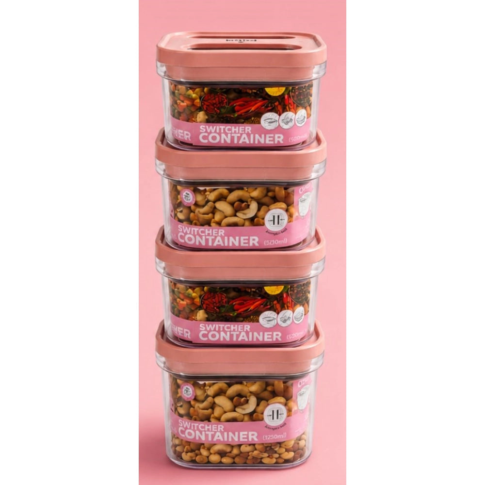 Generic Pack of 4 Switchers Airtight Storage Container Set 1250 ML (Pink)