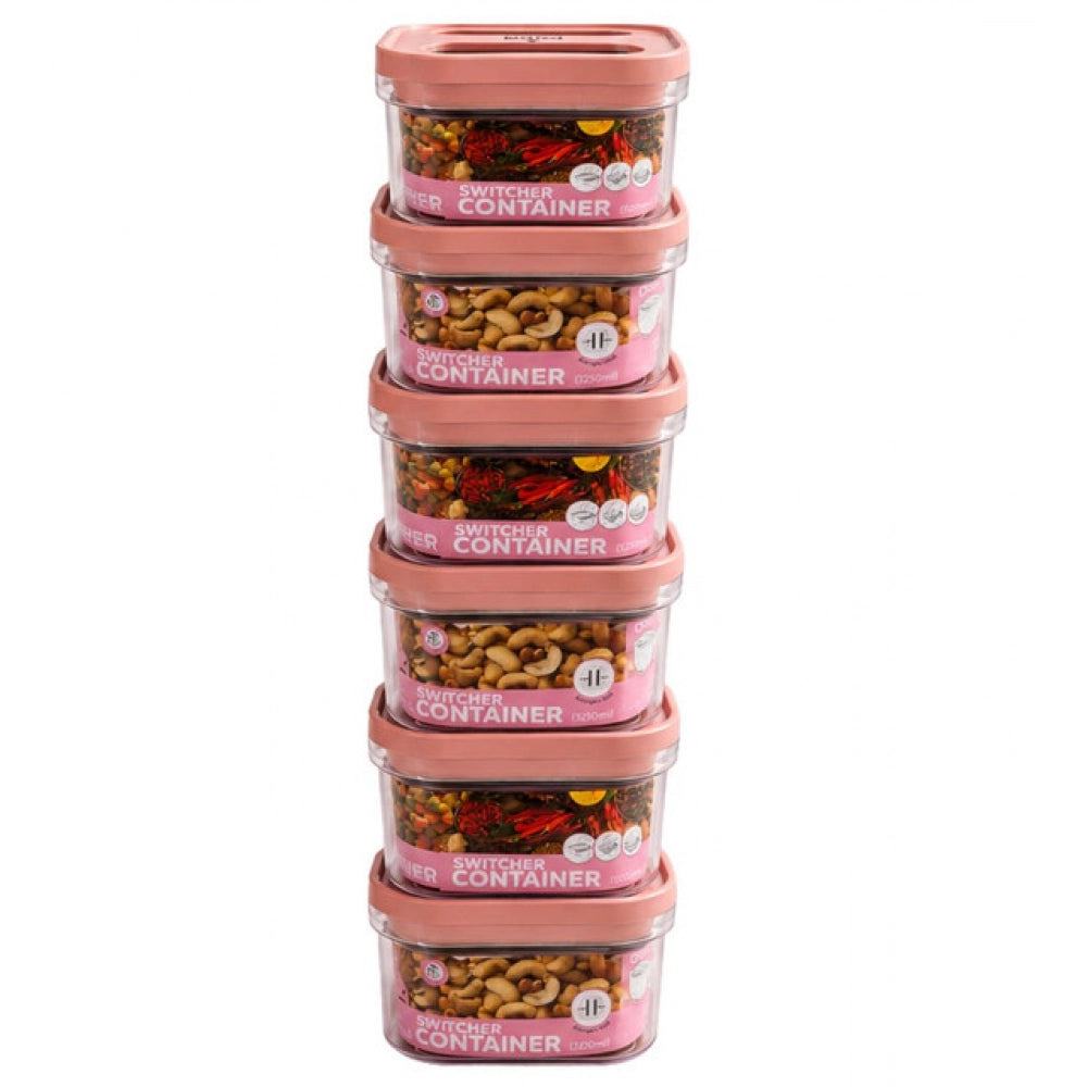 Generic Pack of 6 Switchers Airtight Storage Container Set 1250 ML (Pink)