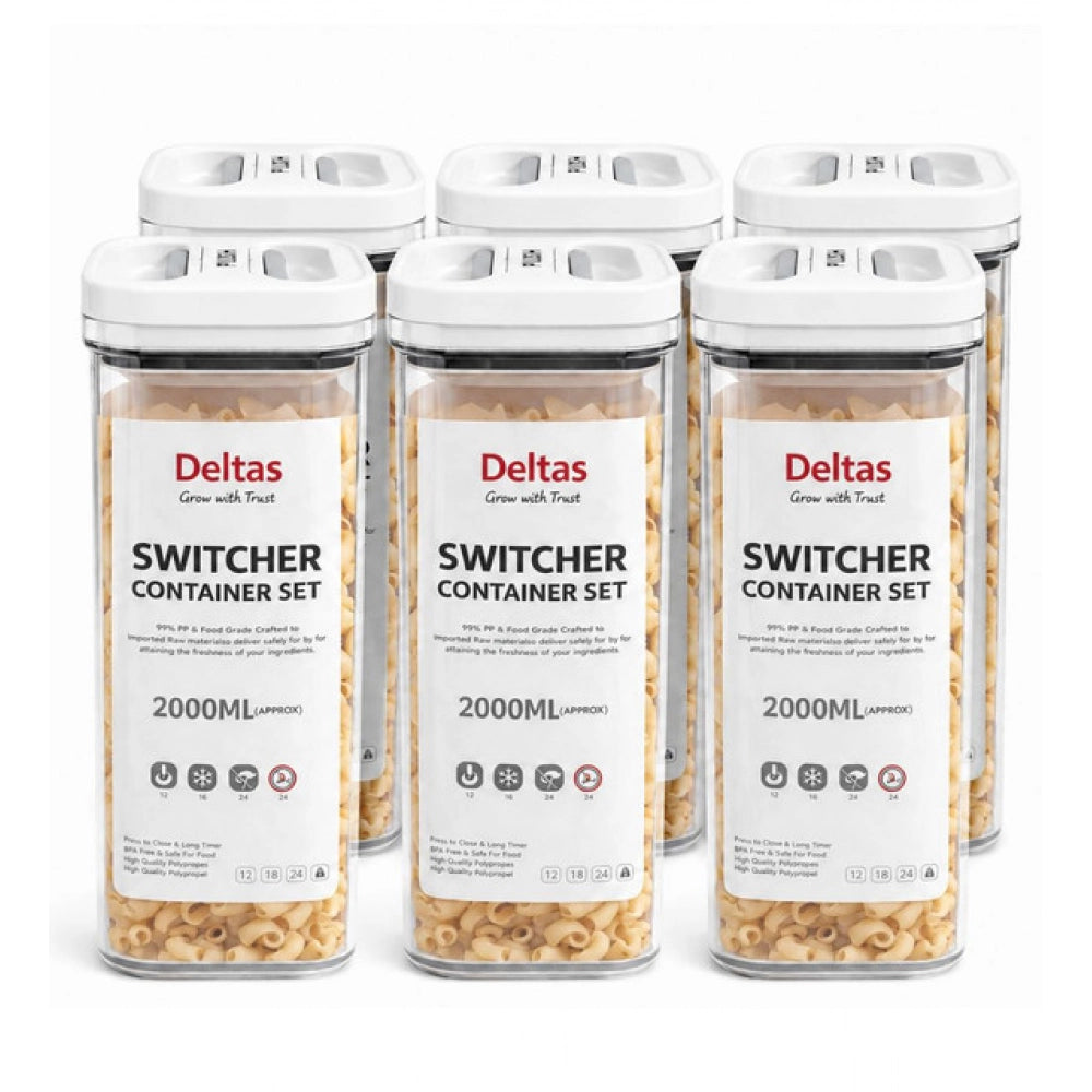 Generic Pack of 6 Switchers Airtight Storage Container Set 2000 ML (White)