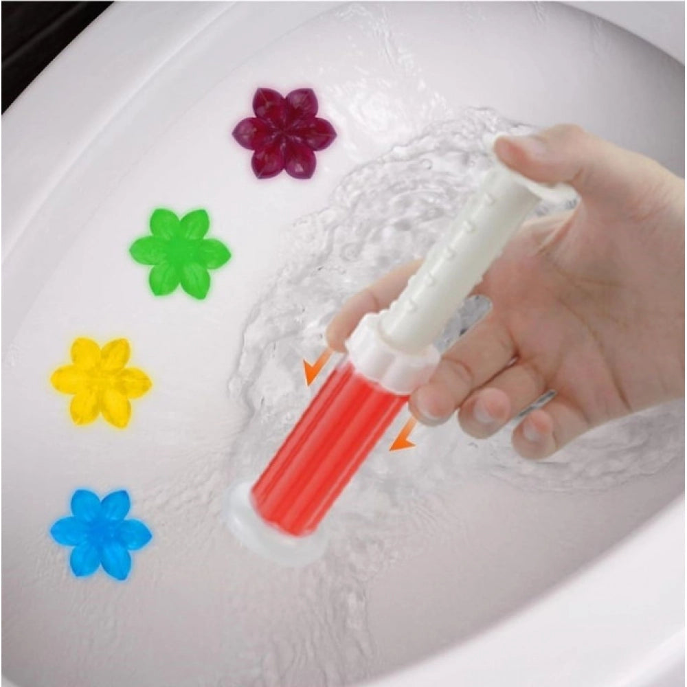 Generic Pack of 2 Toilet Freshner And Cleaner Flower Gel (Multicolor)