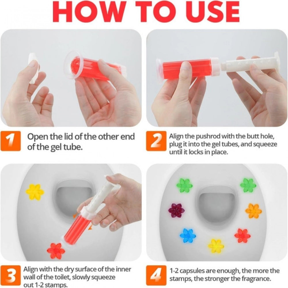 Generic Pack of 2 Toilet Freshner And Cleaner Flower Gel (Multicolor)