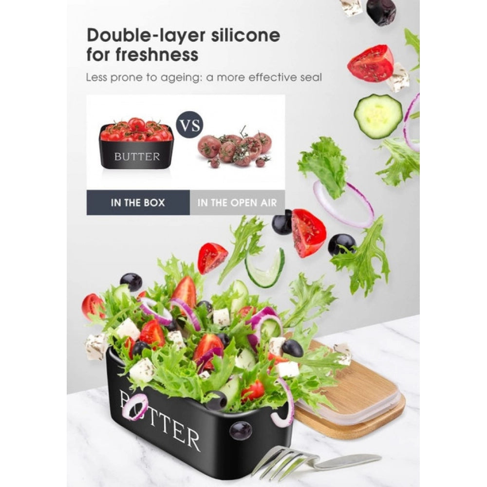 Generic Ceramic Butter Box (Black)