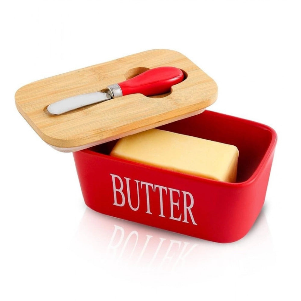 Generic Ceramic Butter Box (Red)