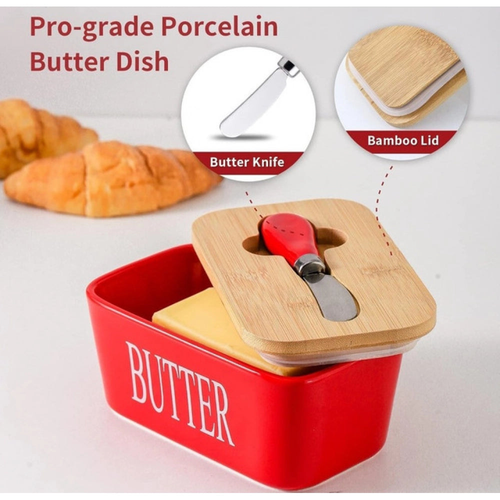 Generic Ceramic Butter Box (Red)
