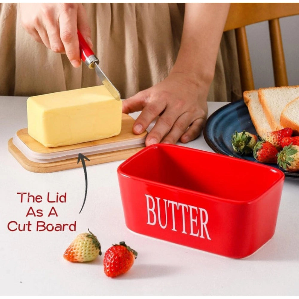 Generic Ceramic Butter Box (Red)