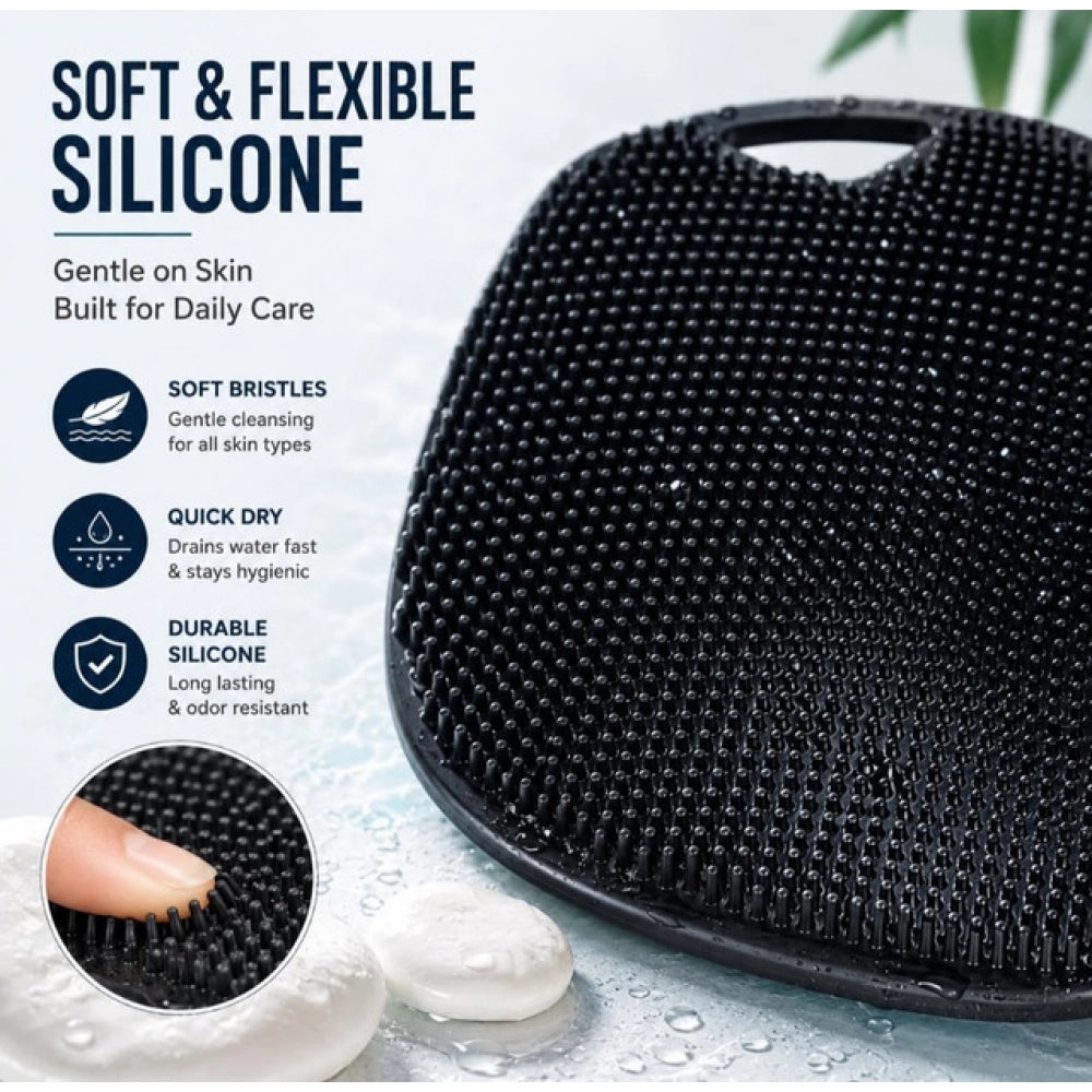 Generic Pack of 2 Silicone Body Scrubber Bath Brush (Black)