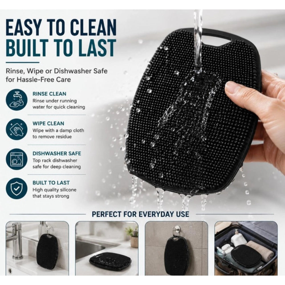 Generic Pack of 2 Silicone Body Scrubber Bath Brush (Black)
