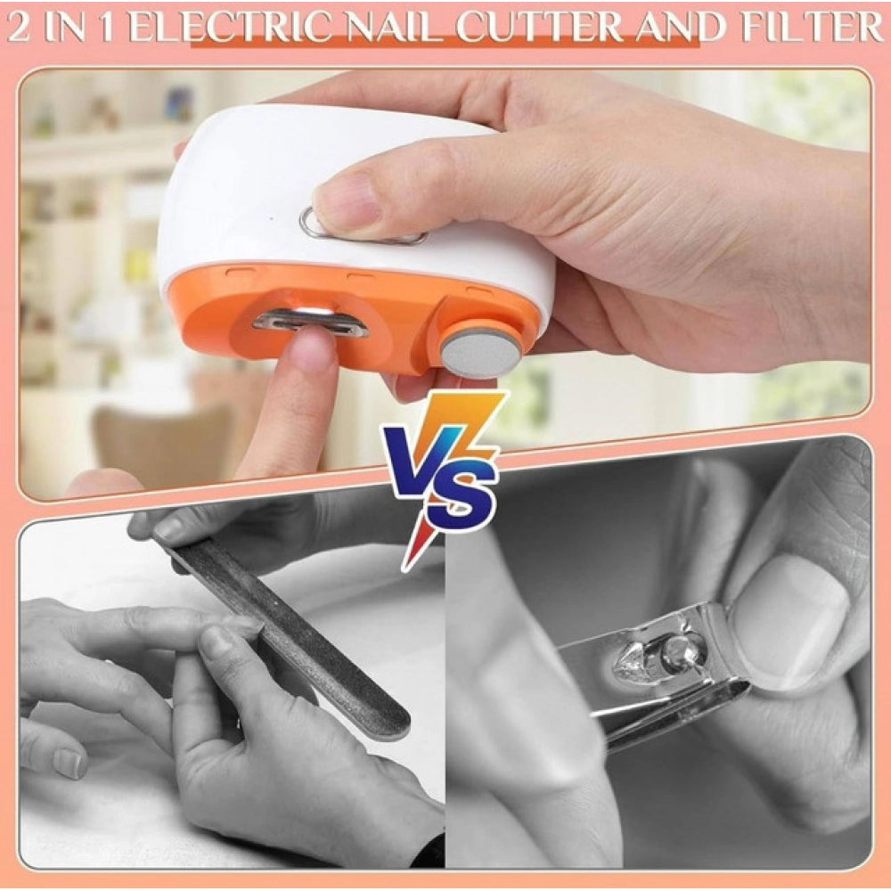 Generic 2 In 1 Electric Nail Clipper (White)