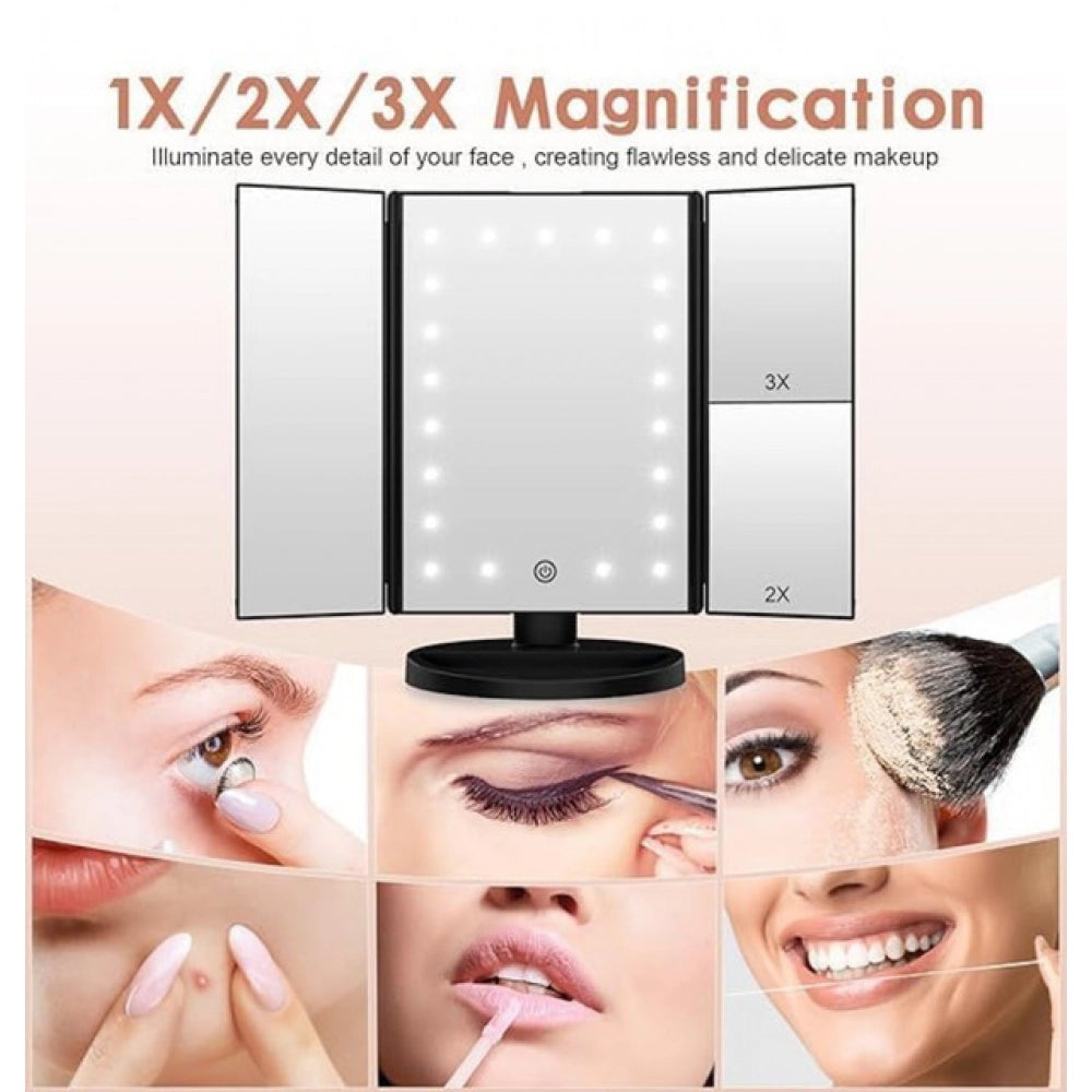 Generic Rechargeable Makeup Vanity Mirror (Silver)