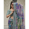 Generic Women's Chiffon Embellished Saree With Unstitched Blouse 5.5Mtr (Multicolor)