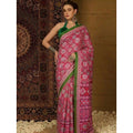 Generic Women's Crepe Printed Saree With Unstitched Blouse 5.5Mtr (Pink)