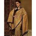 Generic Women's Crepe Printed Saree With Unstitched Blouse 5.5Mtr (Yellow)