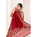 Generic Women's Crepe Printed Saree With Unstitched Blouse 5.5Mtr (Maroon)