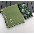 Generic Women's Star Georgette Embroidered Saree With Unstitched Blouse 5.5Mtr (Green)